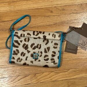 Leopard Print Clutch with Blue Accents